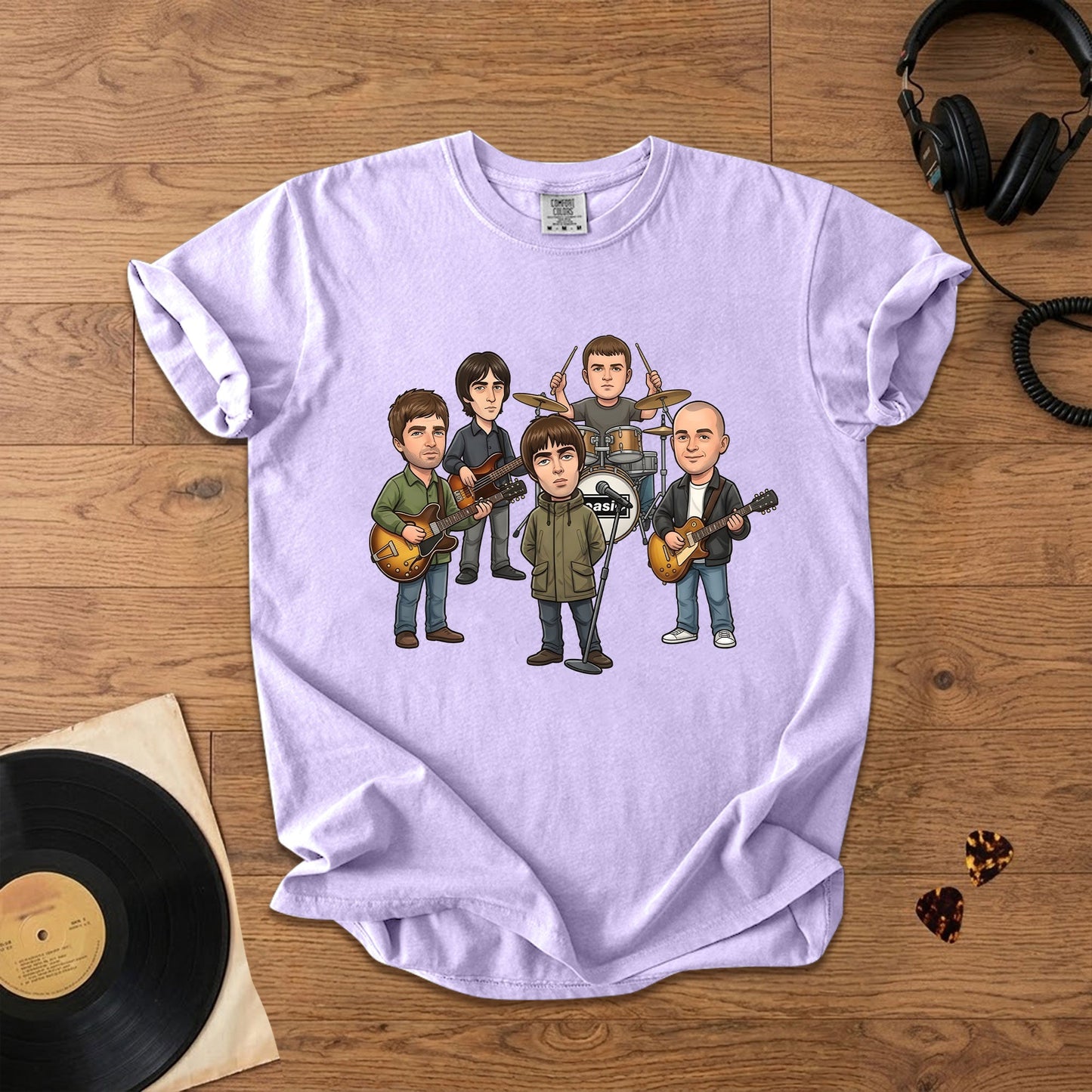 Oasis Cartoon Band Graphic T-Shirt – Britpop Fan Tee