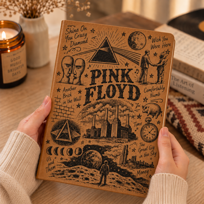 Pink Floyd Vintage Leather Journal – Iconic Pink Floyd Album Art Keepsake Notebook