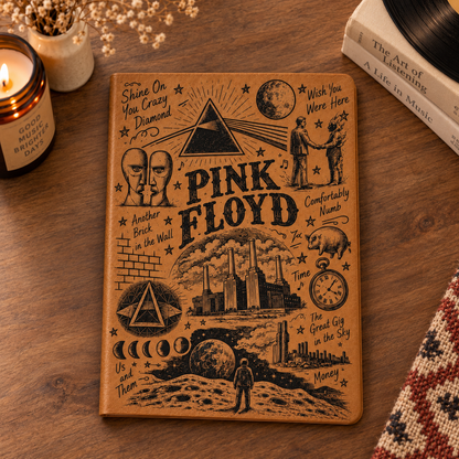 Pink Floyd Vintage Leather Journal – Iconic Pink Floyd Album Art Keepsake Notebook