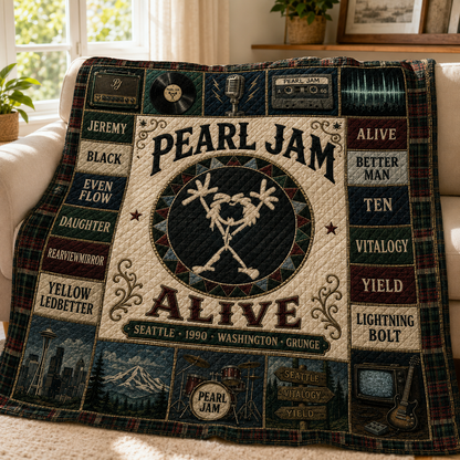 Pearl Jam Alive Stickman Quilt Blanket – Seattle 1990 Ten Vitalogy High Quality Blanket