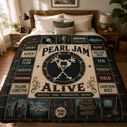 Pearl Jam Alive Stickman Quilt Blanket – Seattle 1990 Ten Vitalogy High Quality Blanket
