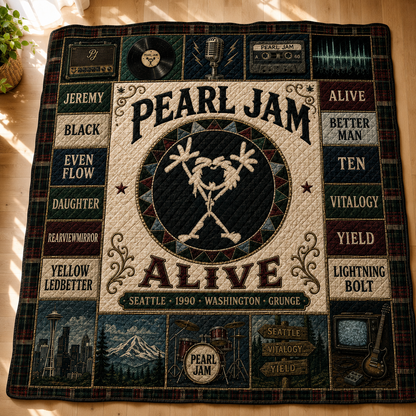 Pearl Jam Alive Stickman Quilt Blanket – Seattle 1990 Ten Vitalogy High Quality Blanket