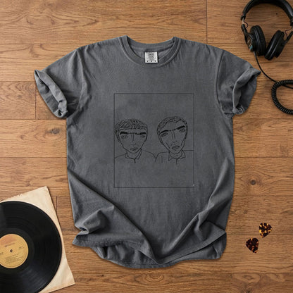 Badly Drawn Gallagher Brothers of Oasis Comfort Tee – Space & Retro Rock Inspired Graphic Shirt