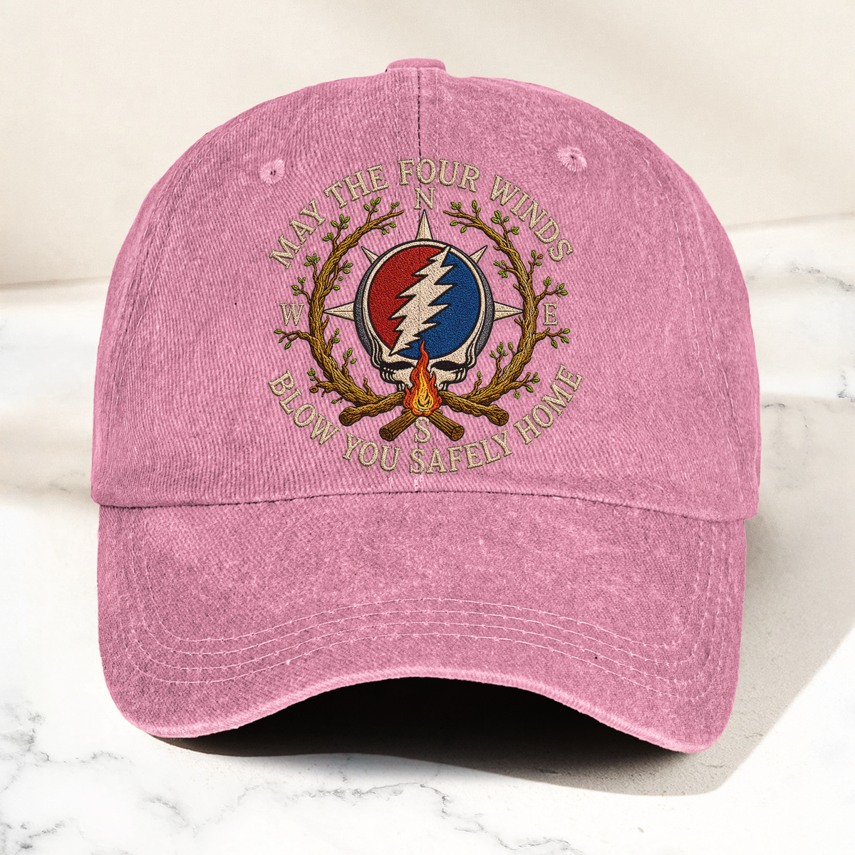 Grateful Dead May The Four Winds Blow You Safely Home Vintage Dad Hat – Deadhead Camping Cap Gift