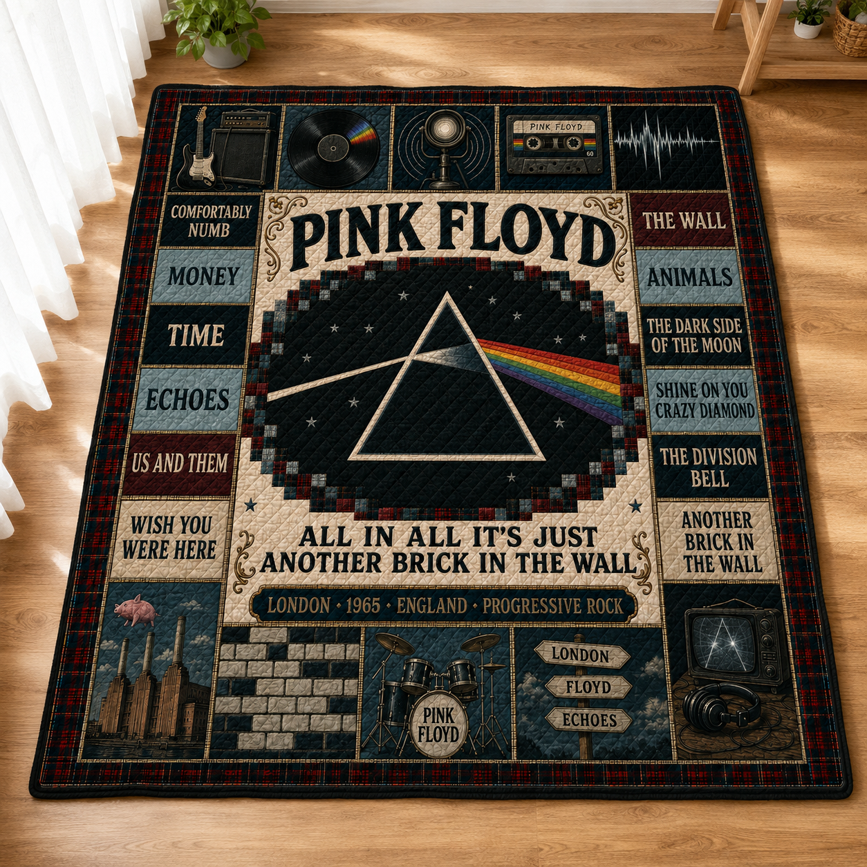Pink Floyd Progressive Rock Quilt Blanket – Another Brick In The Wall In Every Stitch