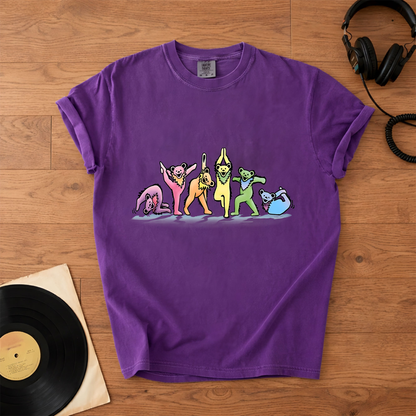Grateful Dead Dancing Bears Yoga Poses Funny T-Shirt – Retro Music Band Merch Tee