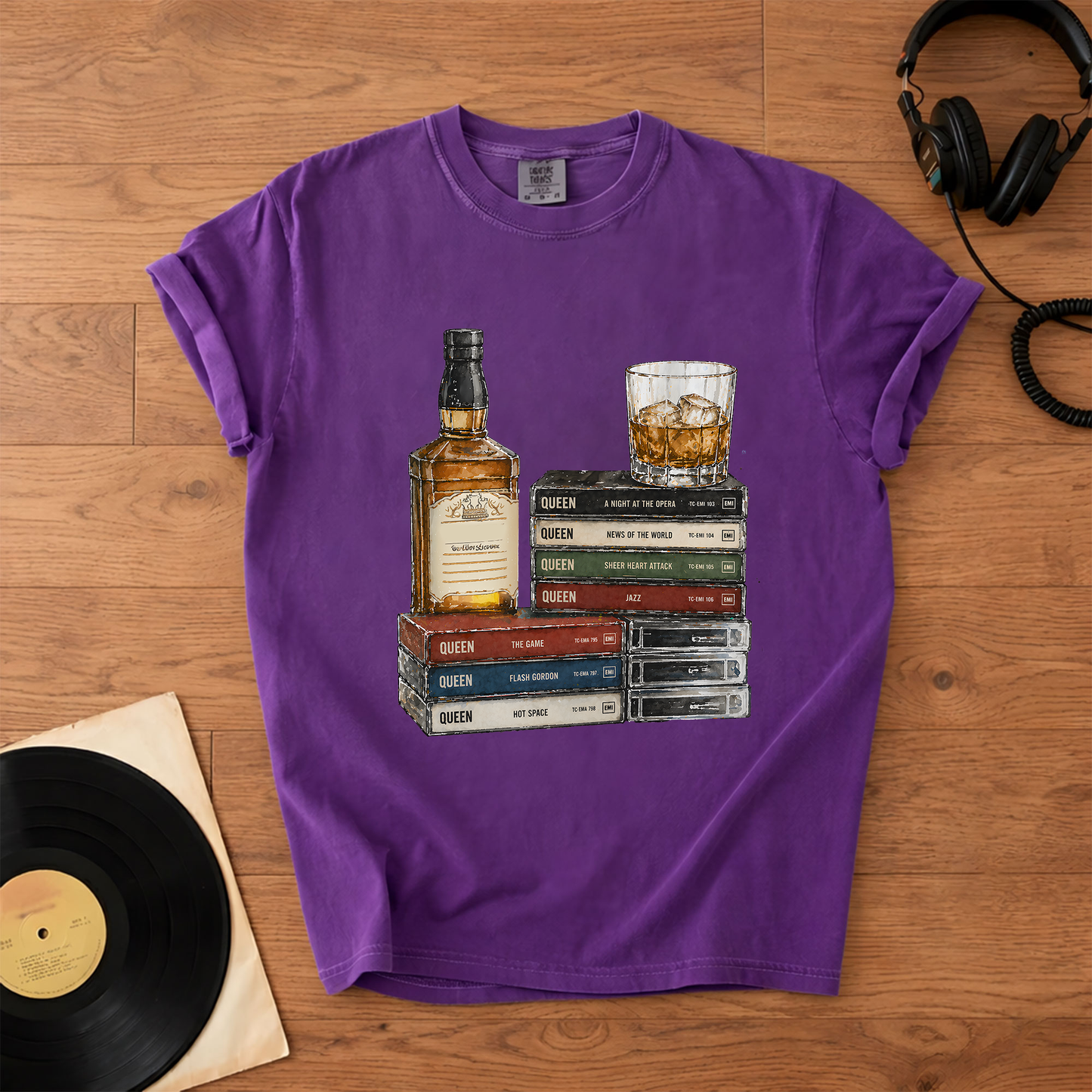 Queen Band Cassette Album Collection T-Shirt – Retro Rock Music Queen Band Merch Tee