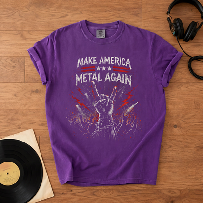 Make America Metal Again Graphic T-Shirt – Retro Rock Metal Music Fan Merch Tee