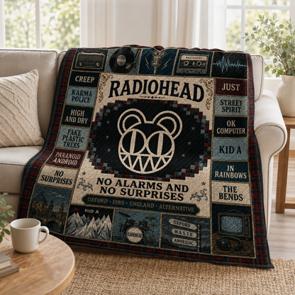 Radiohead Modified Bear Quilt Blanket – OK Computer Kid A High Quality Blanket For Fans