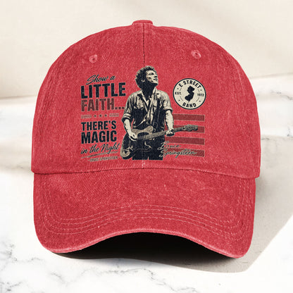 Bruce Springsteen Thunder Road Lyrics There's Magic In The Night Denim Cap – Retro Vintage Dad Cap Gift For Dad (With Box)