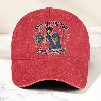 Harry Styles Kiss All The Time Disco Occasionally Music Merch Denim Cap – Retro Vintage Dad Cap Gift For Dad (With Box)