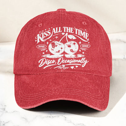 Harry Styles Kiss All The Time Disco Occasionally Denim Cap – Retro Vintage Dad Cap Gift For Dad (With Box)