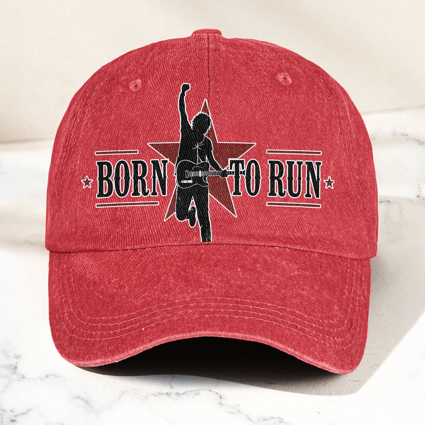 Bruce Springsteen Born To Run Music Merch Denim Cap – Retro Vintage Dad Cap Gift For Dad (With Box)