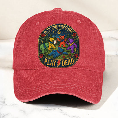 Grateful Dead When Confronted By Bears Dancing Bears Denim Cap – Retro Vintage Dad Cap Gift For Dad (With Box)