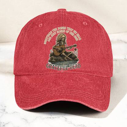 Grateful Dead Eyes Of The World Lyrics Skeleton Denim Cap – Retro Vintage Dad Cap Gift For Dad (With Box)