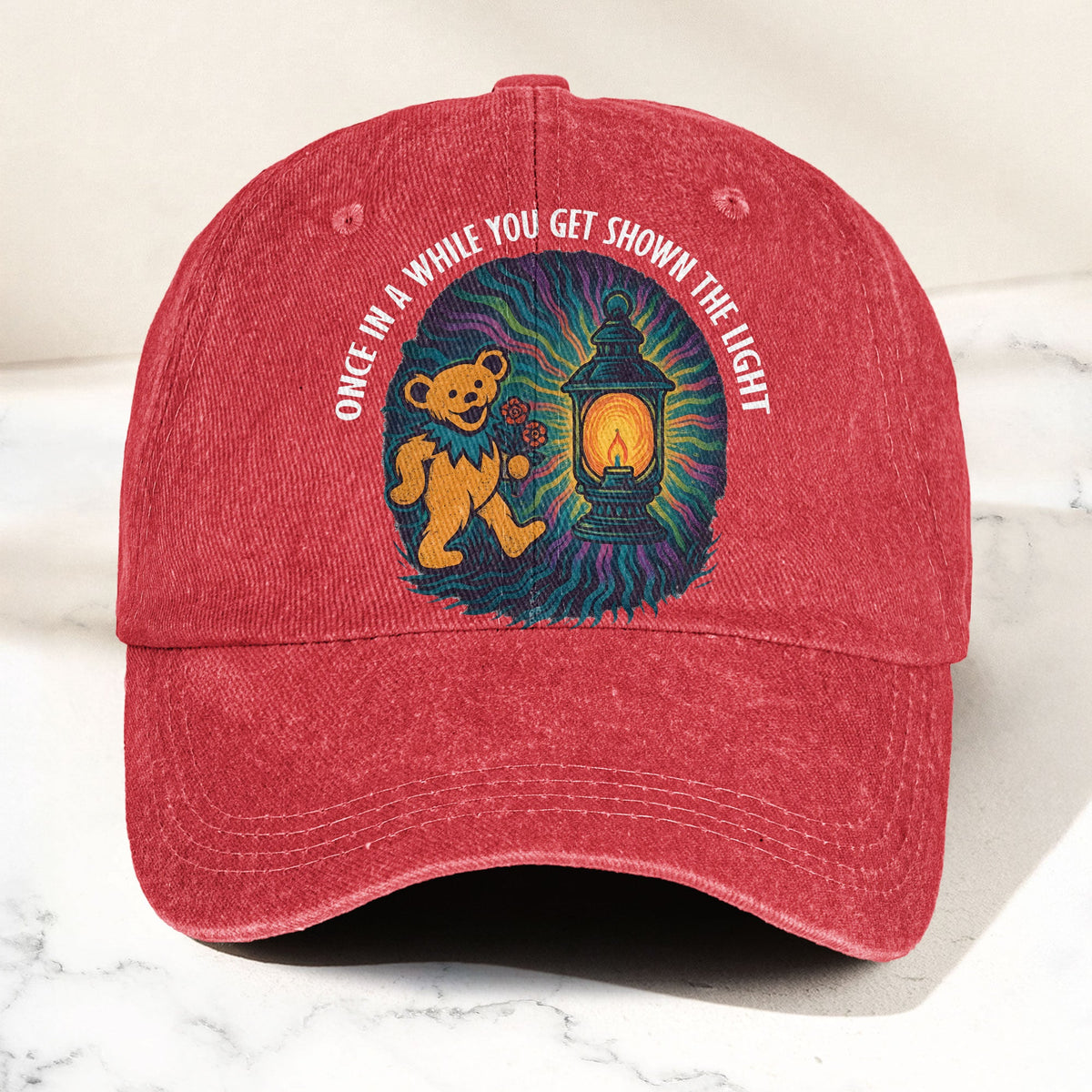Grateful Dead Scarlet Begonias Shown The Light Dancing Bear Denim Cap – Retro Vintage Dad Cap Gift For Dad (With Box)