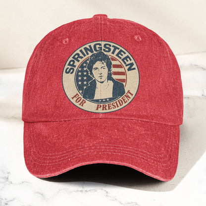 Bruce Springsteen For President Music Merch Denim Cap – Retro Vintage Dad Cap Gift For Dad (With Box)