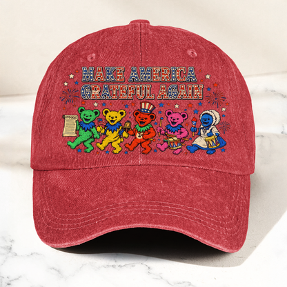 Grateful Dead Make America Grateful Again Dancing Bears Patriotic Denim Cap – Retro Vintage Dad Cap Gift For Dad (With Box)