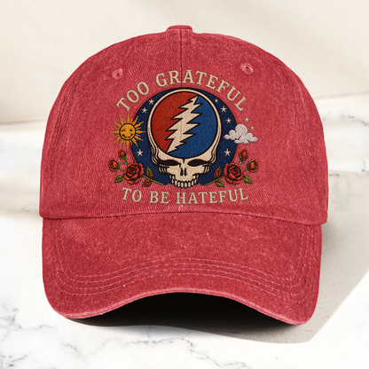 Grateful Dead Too Grateful To Be Hateful Denim Cap – Retro Vintage Dad Cap Gift For Dad (With Box)