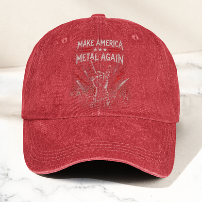 Make America Metal Again Denim Cap – Heavy Metal Emo Dad Cap Gift For Dad (With Box)