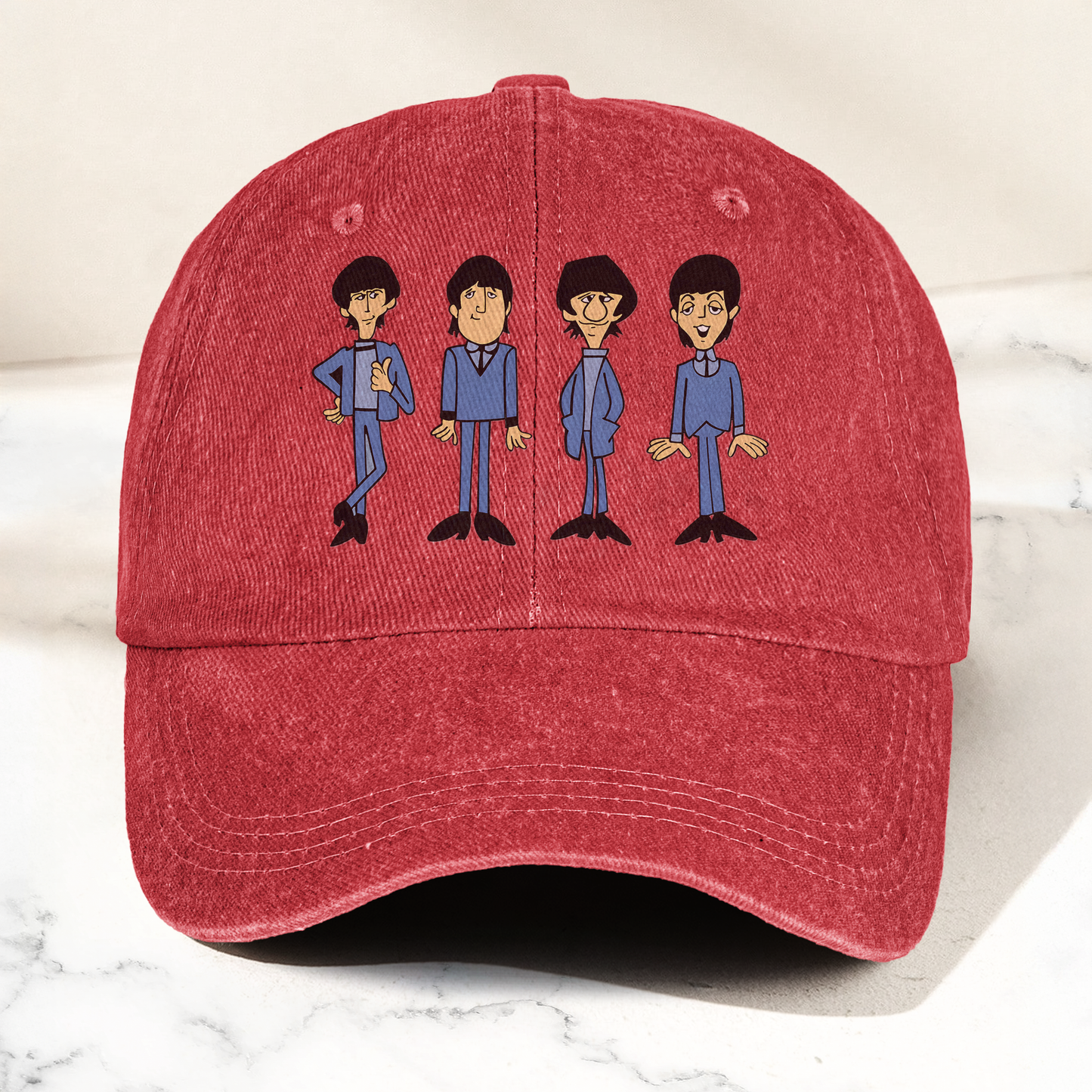 1965 Beatles Cartoon Series Denim Cap – Retro The Beatles Merch Gift for Dad (With Box)