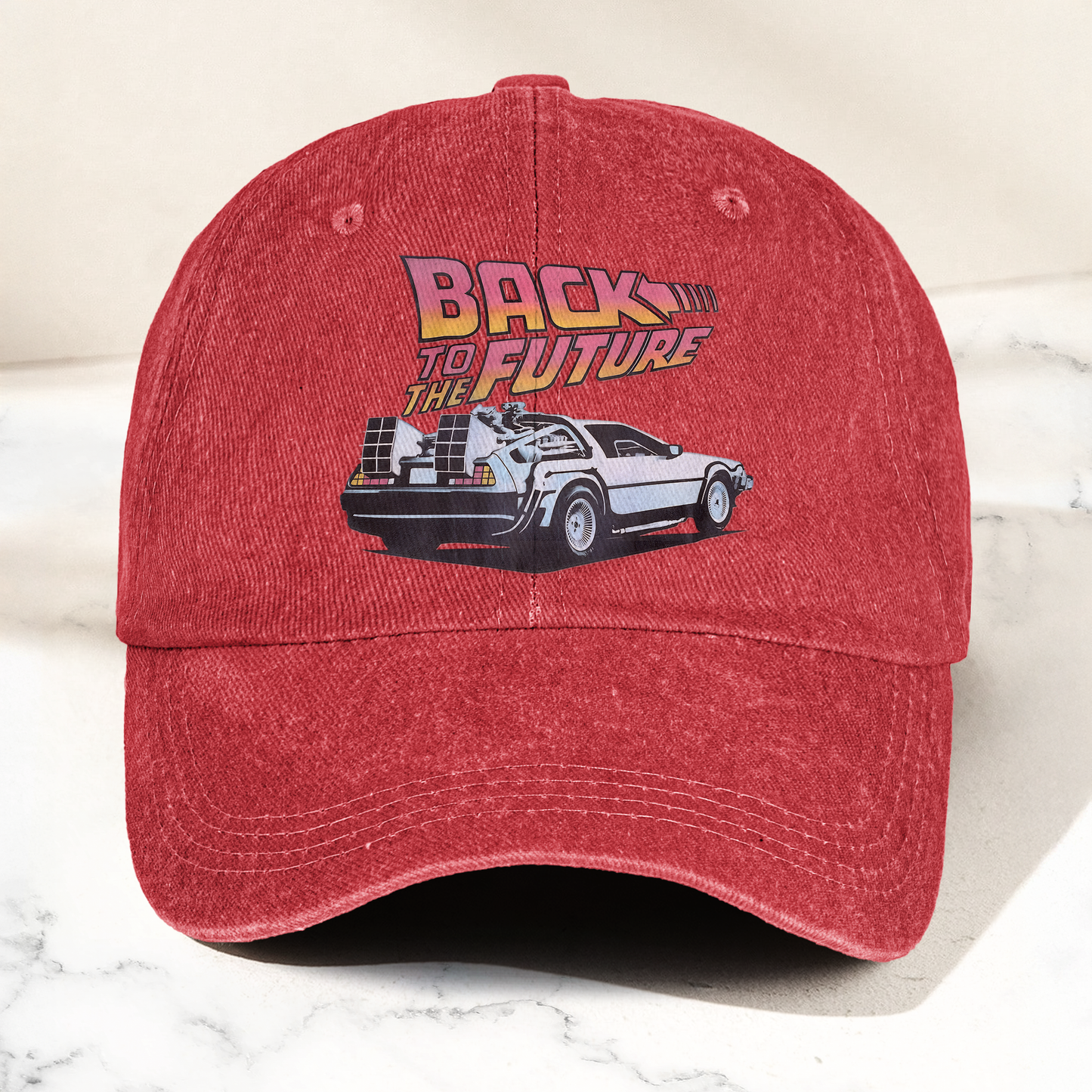 DeLorean Back to the Future Denim Cap – Classic Movie Inspired Style Dad Hat (With Box)