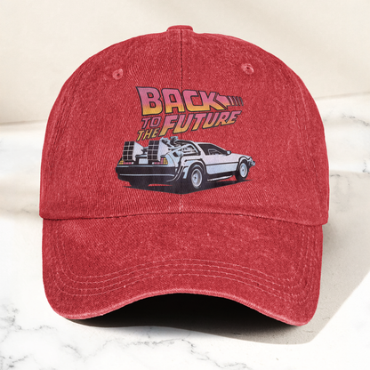 DeLorean Back to the Future Denim Cap – Classic Movie Inspired Style Dad Hat (With Box)