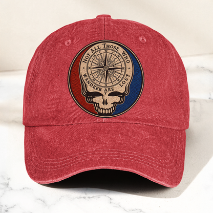 Grateful Dead Skull Not All Those Who Wander Are Lost Denim Cap – Retro Vintage Dad Cap Gift For Dad (With Box)
