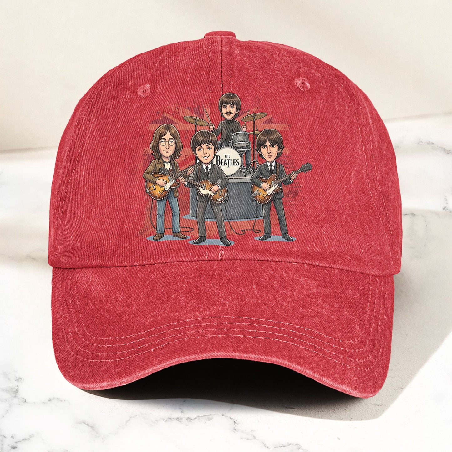 The Beatles And Their Instruments Cartoon Denim Cap – Retro Music Fan Cap Gift For Dad (With Box)