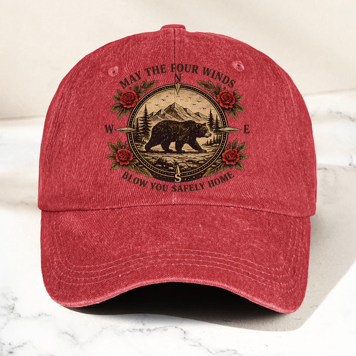 Grateful Dead Franklin's Tower May The Four Winds Blow You Safely Home Bear Nature Graphic Denim Cap – Retro Vintage Dad Cap Gift For Dad (With Box)