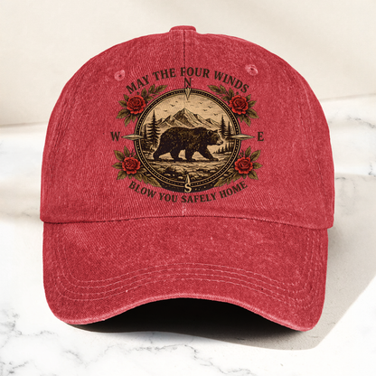 Grateful Dead Franklin's Tower May The Four Winds Blow You Safely Home Bear Nature Graphic Denim Cap – Retro Vintage Dad Cap Gift For Dad (With Box)