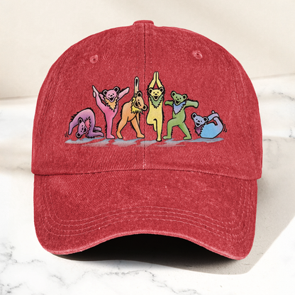 Grateful Dead  Dancing Bears Yoga Tickets Denim Cap – Retro Punk Rock Music Fan Cap Gift For Dad (With Box)