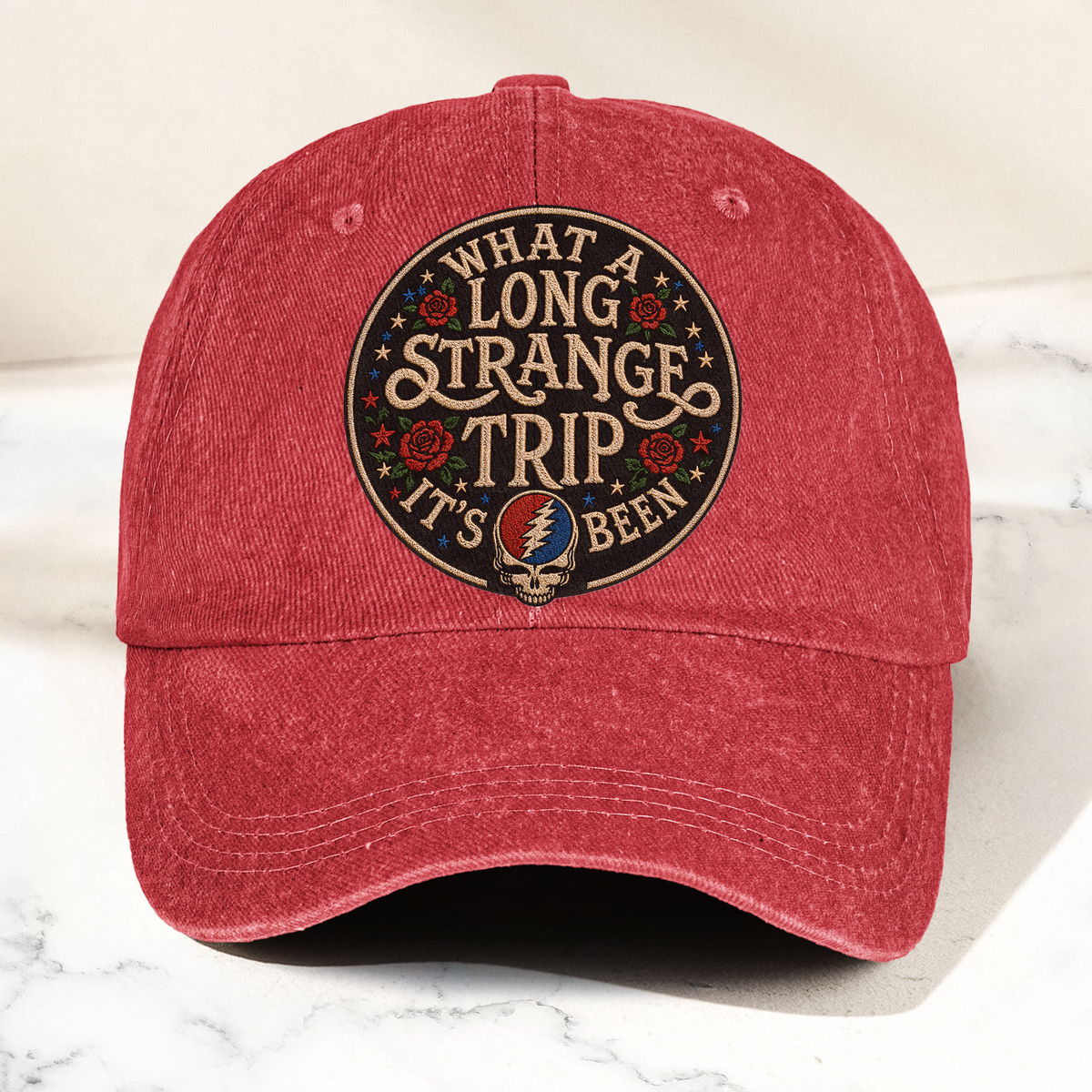 Grateful Dead What A Long Strange Trip It's Been Denim Cap – Retro Vintage Dad Cap Gift For Dad (With Box)