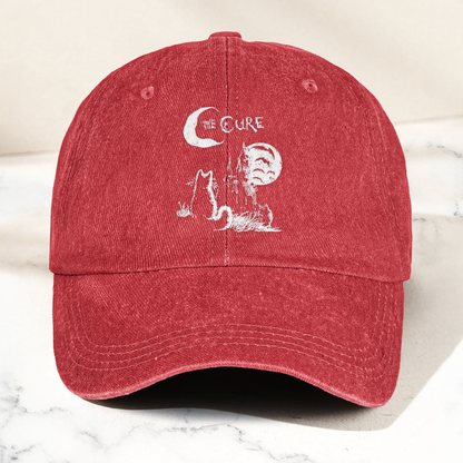 The Cure Vintage Cat Moon Denim Cap – Vintage The Cure Band Album Merch Gift for Dad (With Box)