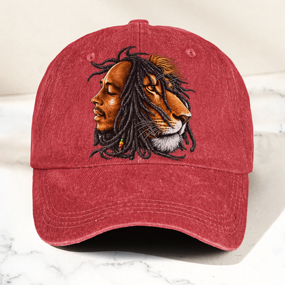 Bob Marley Lion of Judah Reggae Music Merch Vintage Rasta Graphic Denim Cap – Retro Vintage Dad Cap Gift For Dad (With Box)
