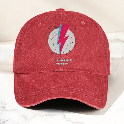 David Bowie Inspired Lightning Bolt Ziggy Stardust Denim Cap – Retro Music Fan Cap Gift For Dad (With Box)
