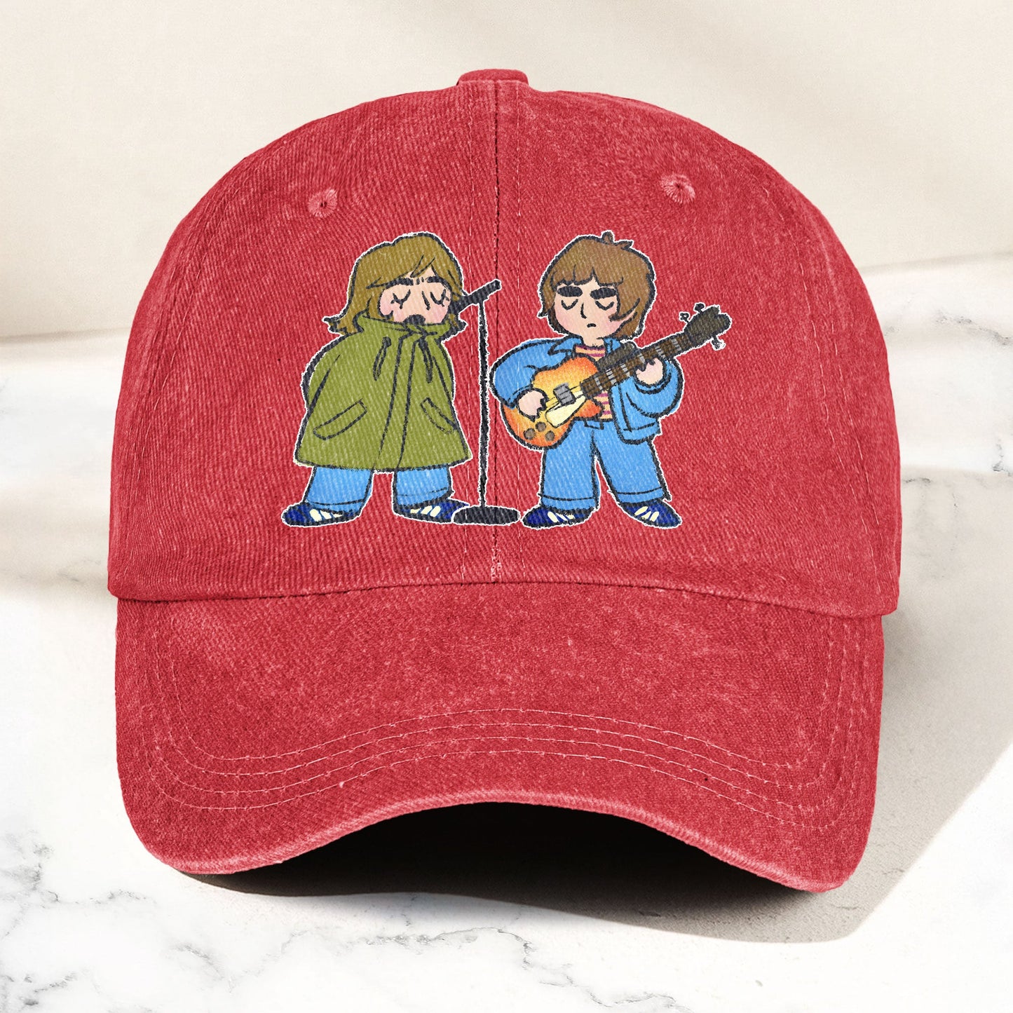 Noel & Liam Gallagher Oasis Denim Cap – Vintage Oasis Merch Gift for Dad (With Box)
