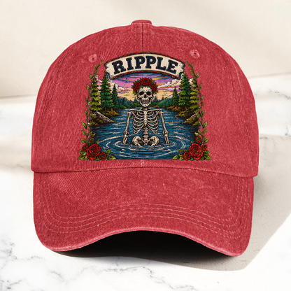 Grateful Dead Ripple Lyrics Skeleton River Nature Denim Cap – Retro Vintage Dad Cap Gift For Dad (With Box)