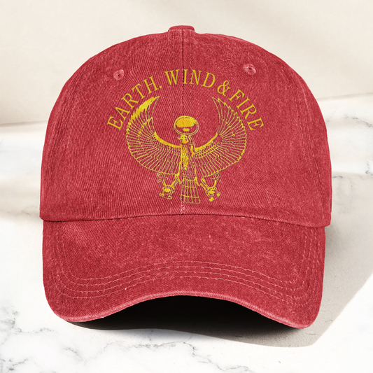 Earth Wind Fire Vintage Gold Egyptian Falcon Logo Denim Cap – Retro Vintage Dad Cap Gift For Dad (With Box)