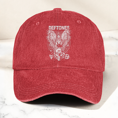 Deftones Owl Skull Vintage Dad Hat – Alternative Metal Washed Cotton Cap (With Box)