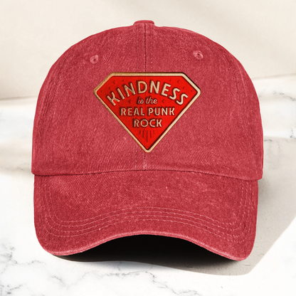 Kindness is the Real Punk Rock Denim Cap – Retro Punk Rock Music Fan Cap Gift For Dad (With Box)