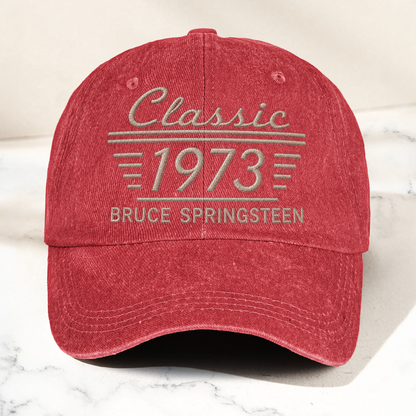 Bruce Springsteen Classic 1973 Est Heartland Rock Band Music Merch Graphic Denim Cap – Retro Vintage Dad Cap Gift For Dad (With Box)