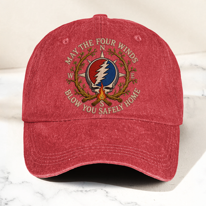 Grateful Dead May The Four Winds Blow You Safely Home Vintage Dad Hat – Deadhead Camping Cap Gift