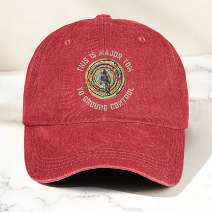 David Bowie This is Major Tom to Ground Control Denim Cap – Retro Punk Rock Music Fan Cap Gift For Dad (With Box)