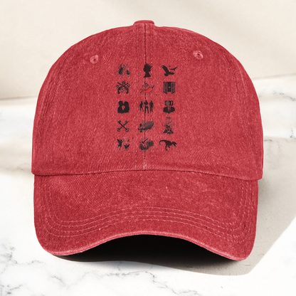 Talking Heads Symbols Cap – Vintage Washed Black Dad Hat, Minimalist Alternative Rock Icon Hat (With Box)