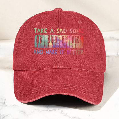 The Beatles Accent Cap – “Take a Sad Song” Piano Lyric Design ( With Box )