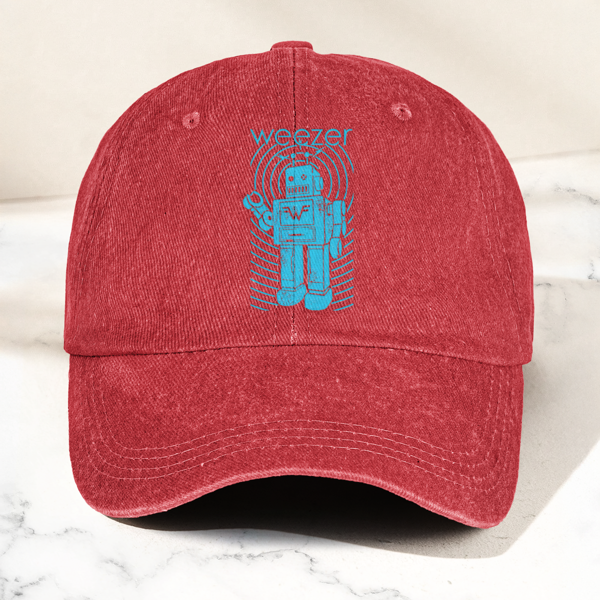 Weezer Rock Band Robot Logo Vintage Denim Cap – Retro  Weezer Band Cap Gift For Dad (With Box)