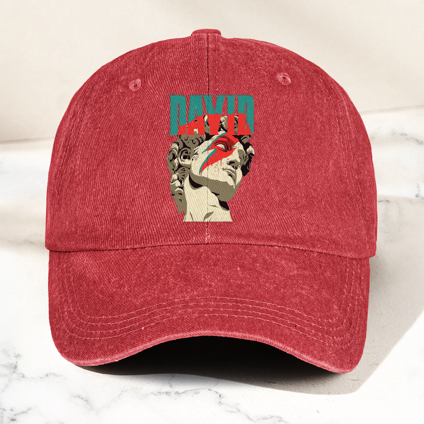 David Bowie Michelangelo David Statue Denim Cap – Retro Music Fan Cap Gift For Dad (With Box)