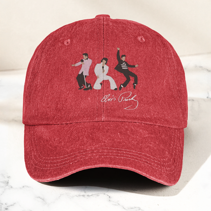 Elvis Presley With Sign Graphic Denim Cap – Vintage Elvis Presley Album Merch Gift for Dad (With Box)