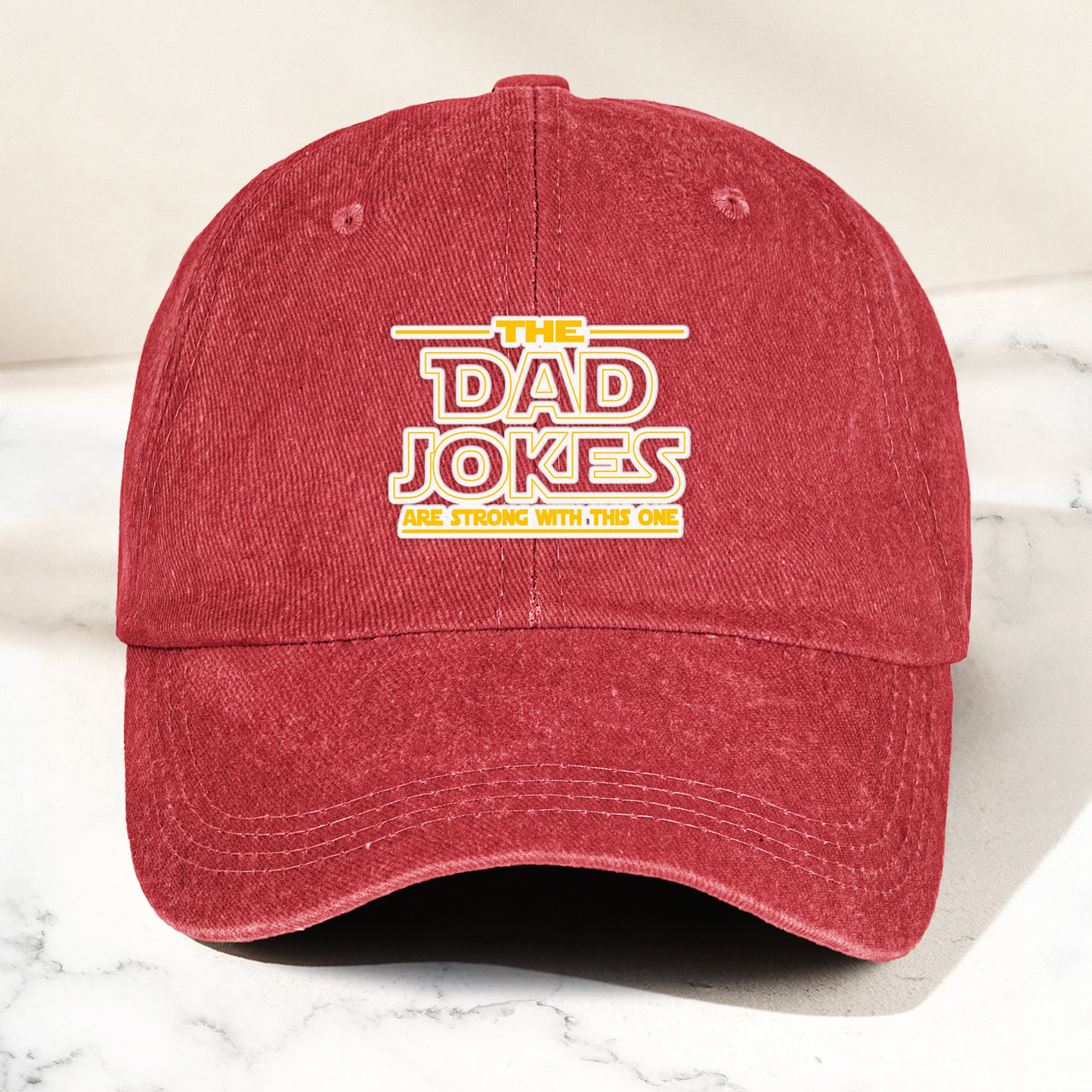 Dad Jokes Denim Cap – “The Dad Jokes Are Strong With This One” Dad Hat ( With Box)